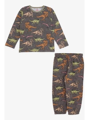 Breeze Girls & Boys Erkek Bebek Pijama Takımı Dinozor Desenli 9 Ay-3 Yaş, Antrasit