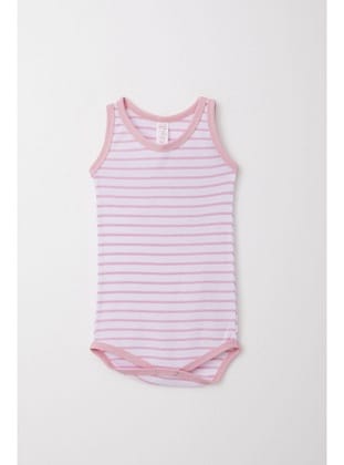 Breeze Kız Bebek Atlet Zıbın Body Çizgili 9 Ay-3 Yaş, Pembe