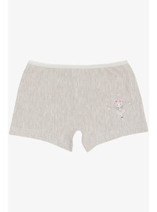 Breeze Kız Çocuk Boxer Balerin Kız Baskılı 5-11 Yaş, Bej Melanj