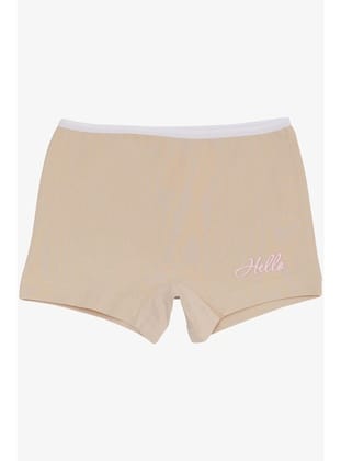 Breeze Kız Çocuk Boxer Hello Yazı Baskılı 5-11 Yaş, Bej