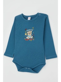 Breeze Erkek Bebek Body Avcı Kedicik Baskılı İndigo