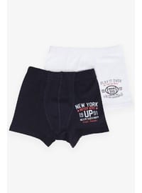Erkek Çocuk Slogan Baskılı Boxer 2'li Paket