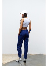 Yüksek Bel Pamuklu Jogger Pantolon Lacivert