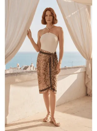 Desert Python Desenli Plaj Beach Pareo  - Iç Göstermeyen Parlak Kumaş - 75x155 cm