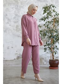 Pantolon Gömlek Tesettür İkili Takım Pembe