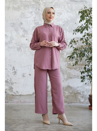 Pantolon Gömlek Tesettür İkili Takım Pembe