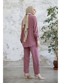 Pantolon Gömlek Tesettür İkili Takım Pembe