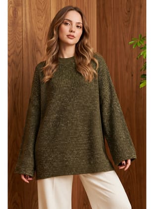 Simli Triko Tunik R4498 Haki