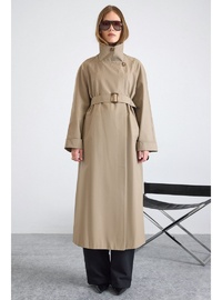 Dik Yaka Oversize Su İtici Trençkot TAŞ 6874