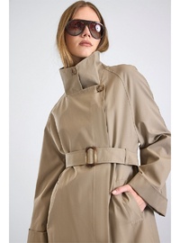 Dik Yaka Oversize Su İtici Trençkot TAŞ 6874