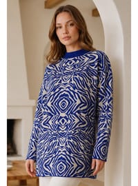 Zebra Desenli Triko Tunik R7186 Lacivert