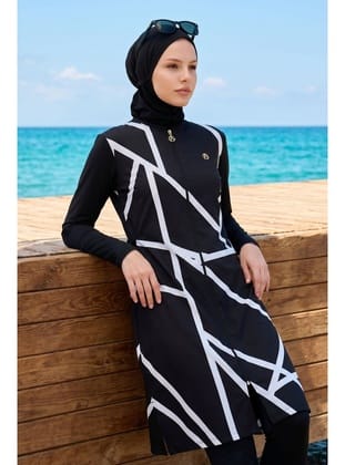 6049 Siyah Tesettür Mayo
