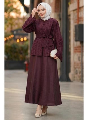 Halka Desen Kabartmalı İkili Takım Bordo HM2881