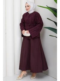 Halka Desen Kabartmalı İkili Takım Bordo HM2881