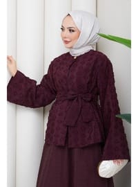 Halka Desen Kabartmalı İkili Takım Bordo HM2881