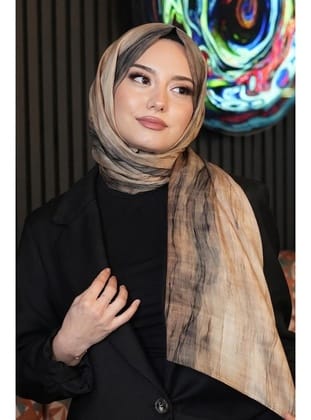Degrade Bej Soft Pamuk Şal