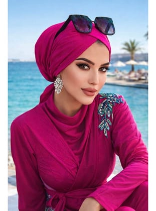 Fuşya Çapraz Bone / Deniz - Havuz Bonesi