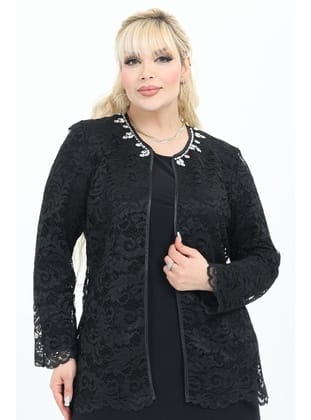 Büyük Beden 4068 Siyah Ceket+Bluz Takım SİYAH