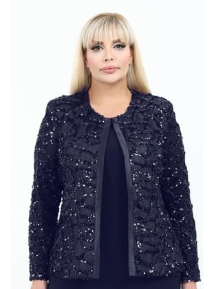 Büyük Beden 4029 Lacivert Ceket+Bluz Takım LACİVERT