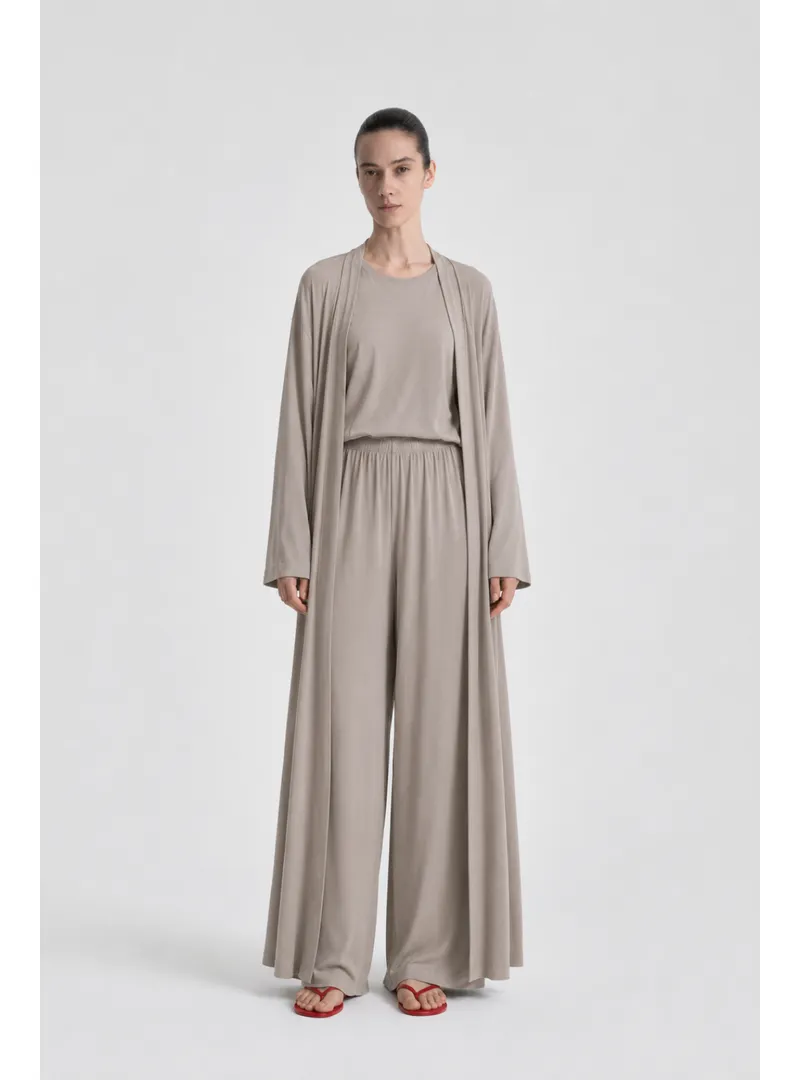 Relaxia 3 Lü Kimono Pantolon Tişört Takım Taş Gri
