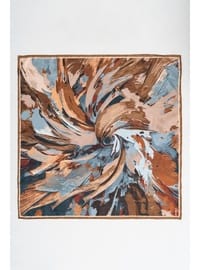 Kadın Digital Baskılı Fırça Desen Soft Eşarp 90x90 Cm HARDAL
