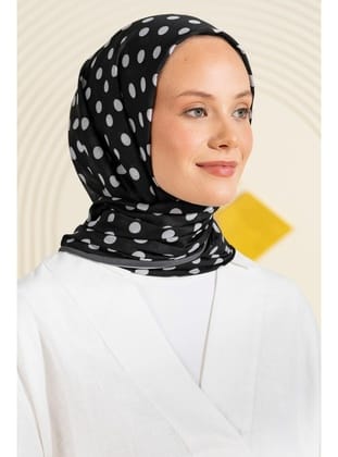 Kayma Yapmayan Soft Şal Puantiyeli SİYAH