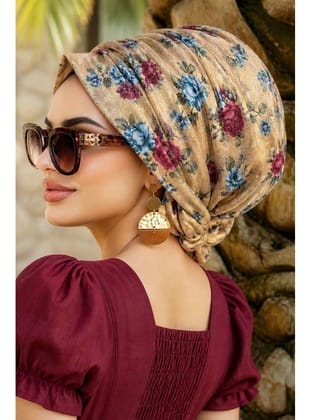 Camel Yaprak Desenli Tokalı Bone