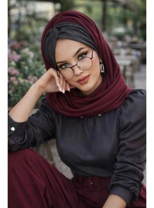 Füme Bordo Burgu Hazır Şal