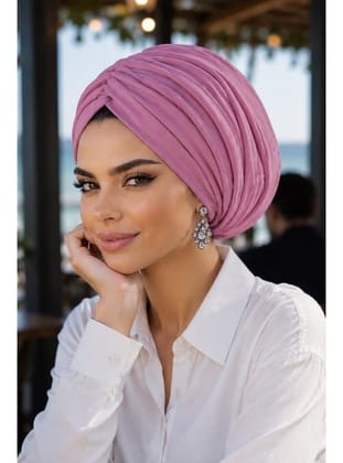 Koyu Pembe Çift Katlı Drapeli Salaş Bone