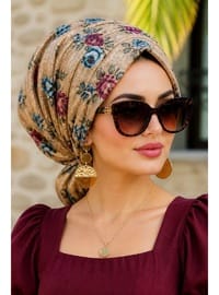 Camel Yaprak Desenli Tokalı Bone