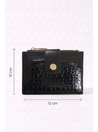 Çıtçıtlı Timsah Desen Siyah Cüzdan
