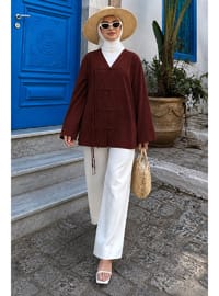 Çin Düğme Detaylı Gömlek Bordo