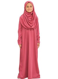 Çocuk Namaz Elbisesi Seti 8 12 Yaş Gül Kurusu