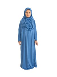 Çocuk Namaz Elbisesi Seti 8 12 Yaş İndigo