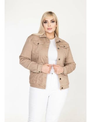 IŞŞIL 301-Pamuk Gabardin Büyük Beden Esnek Spor Ceket Bej