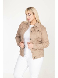 Işıl 301 Pamuk Gabardin Büyük Beden Esnek Spor Ceket Bej