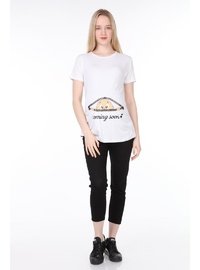 Işıl 4473 Fermuardan Bakan Bebek Viskon Hamile Kısa Kol T Shirt Beyaz