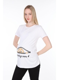 Işıl 4473 Fermuardan Bakan Bebek Viskon Hamile Kısa Kol T Shirt Beyaz