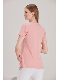 Işıl 4490 Kalpten Bakan Bebek Kısa Kol Viskon Hamile T Shirt Pudra