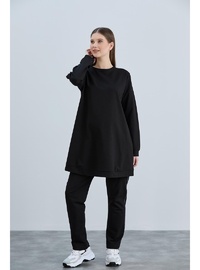 Işıl 4538 Lycra İki İplik Penye Şeritli Hamile Eşofman Takım Siyah