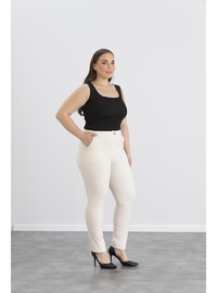 Işıl 4551 Büyük Beden Kadın Kız Kumaş Pantolon Bej