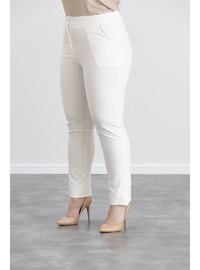 Işıl 4551 Büyük Beden Kadın Kız Kumaş Pantolon Ekru