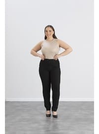 IŞŞIL 4551 Büyük Beden Kadın Kız Kumaş Pantolon Siyah