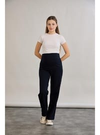 İki İplik Lycra Penye Hamile Boru Paça Pantolon Lacivert