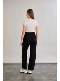İki İplik Lycra Penye Hamile Boru Paça Pantolon Siyah
