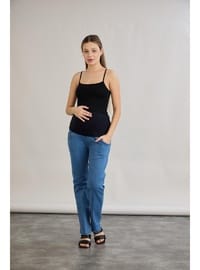 IŞŞIL 4557 Boru Paça Elestan Hamile Kot Pantolon Açık Mavi