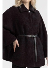 Işıl 4937 Bebe Yaka Kemerli Pelüş Kumaş Panço Siyah