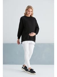 Işıl 6465 Üç İplik Penye Yünlü Hamile Giyim Sweatshirt Siyah