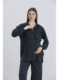 Işıl 7984 Yumuşak Doku Lycra Penye Taşlı Hamile Eşofman Takım Antrasit