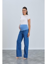 IŞŞIL 8798 Hamile Lycra Bol Paça Kot Pantolon Açık Mavi